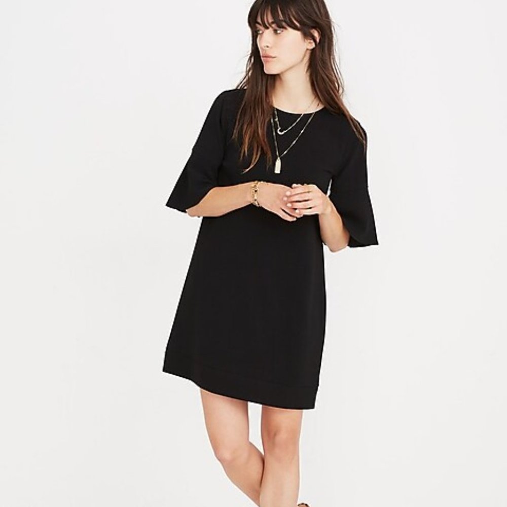 NWT Madewell Black Flutter Sleeve Mini Shift Dress